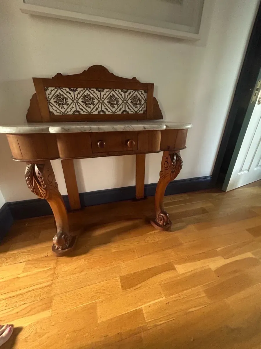 Victorian Mahogany Console Table with Marble Top