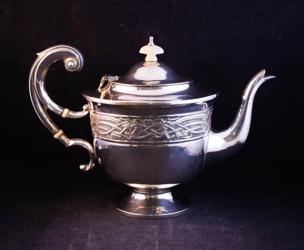 Victorian Silver Plated Teapot with Ornate Decoration