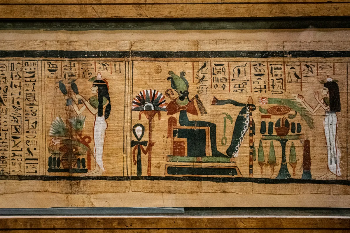 Egyptian Papyrus Painting - Pharaoh & Hieroglyphics