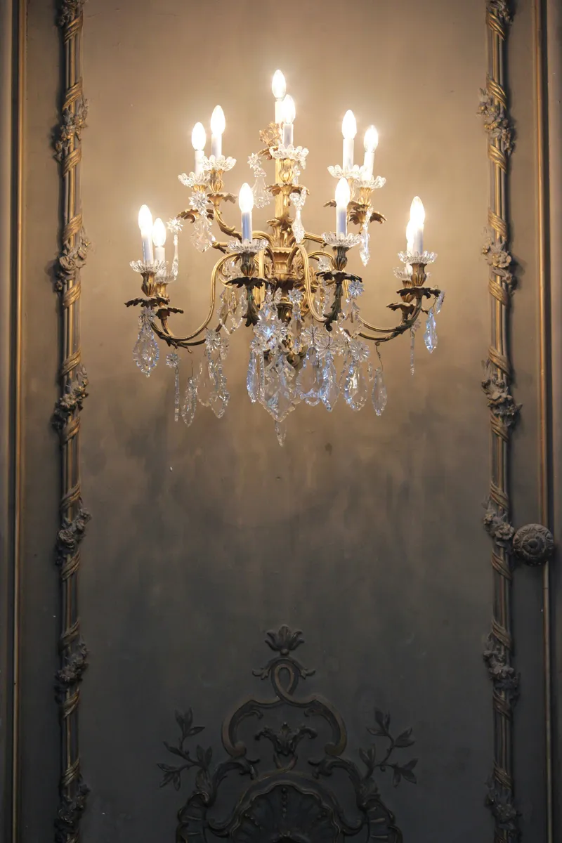Ornate Brass & Crystal Chandelier, 12-Light