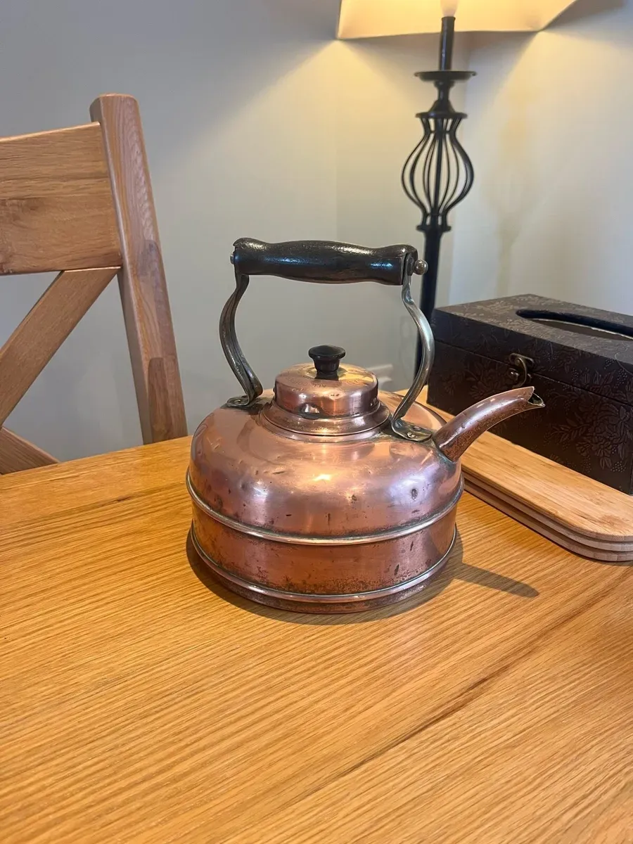 Vintage Copper Teakettle with Black Iron Handle