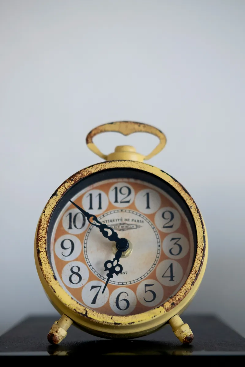 Vintage French Gilt Brass Alarm Clock, Antique de Paris