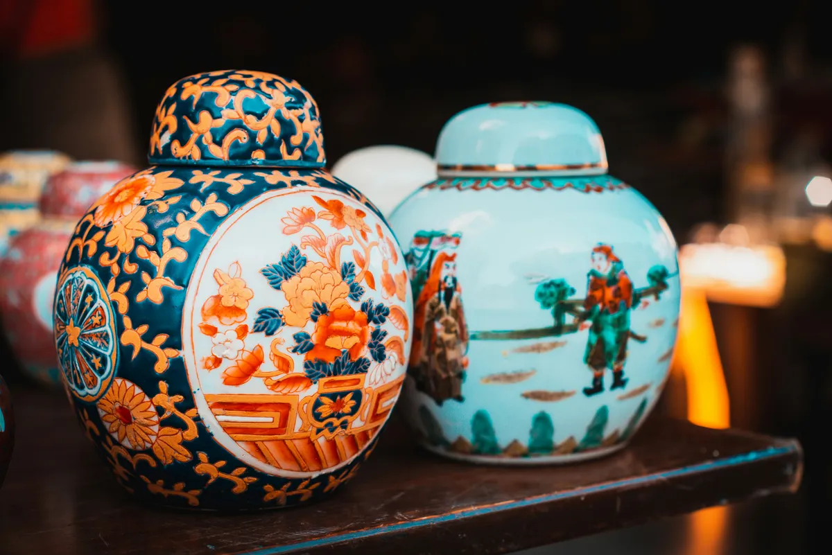 Chinese Porcelain Ginger Jars with Lids - Pair