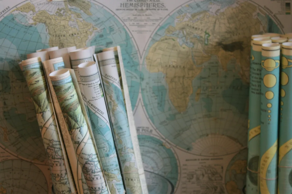Vintage Map Tubes & Rolled Geographical Charts