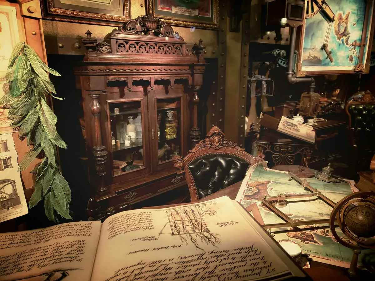 Victorian Mahogany Display Cabinet with Ship Sketches