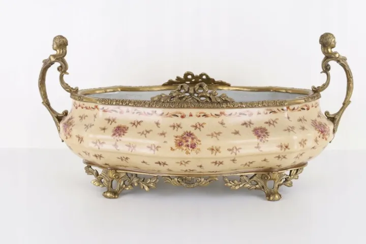 French Porcelain Gilt Bronze Mounted Centrepiece Bowl