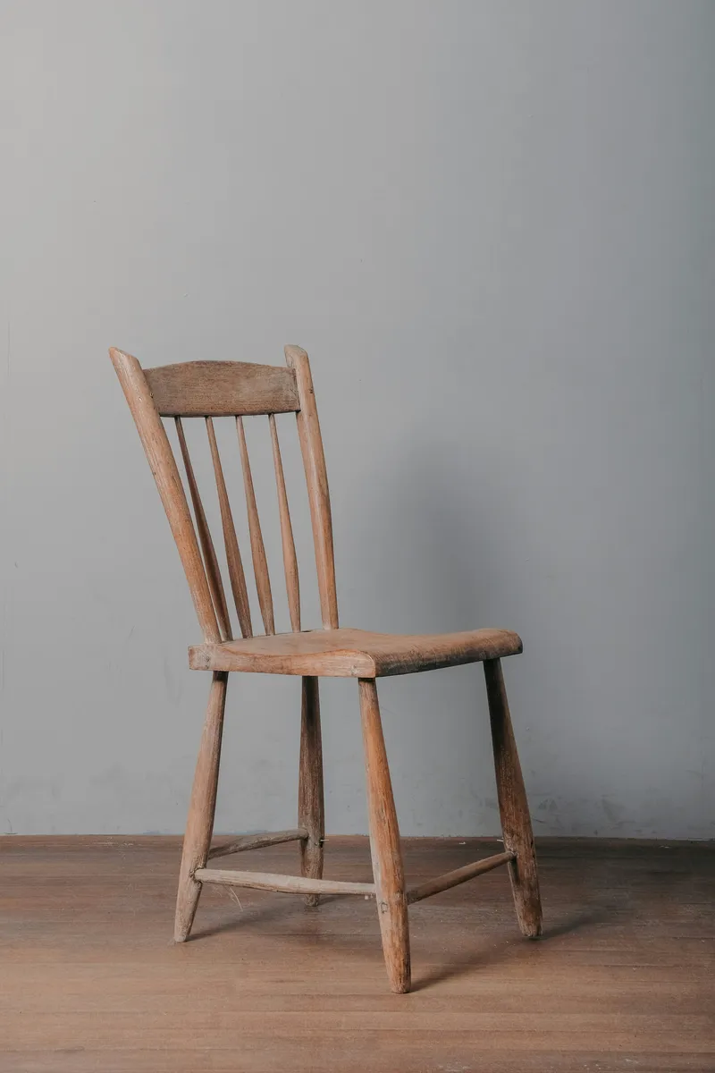 Antique Spindle Back Wooden Chair, Early 20th Century