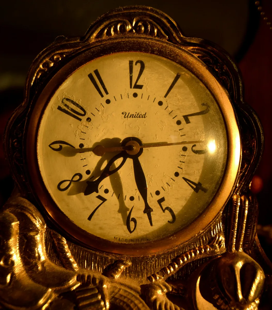 United Vintage Alarm Clock - Ornate Brass Case