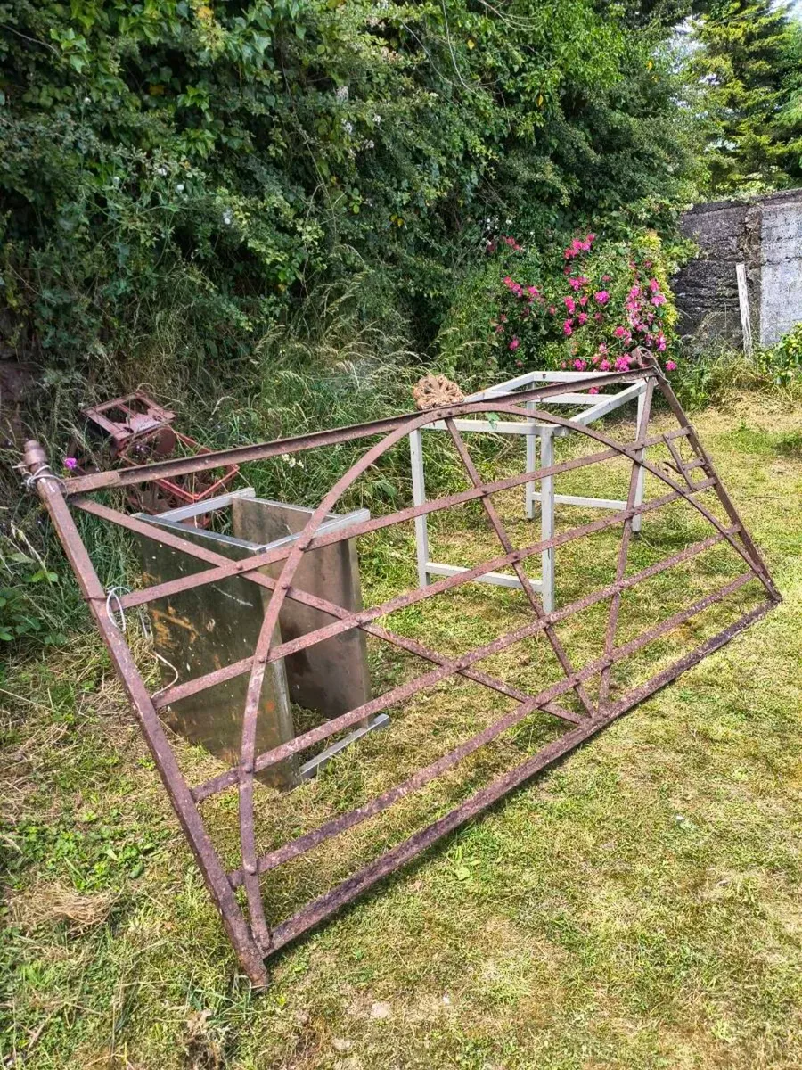 Antique Wrought Iron Farm Gate with Original Rust Patina