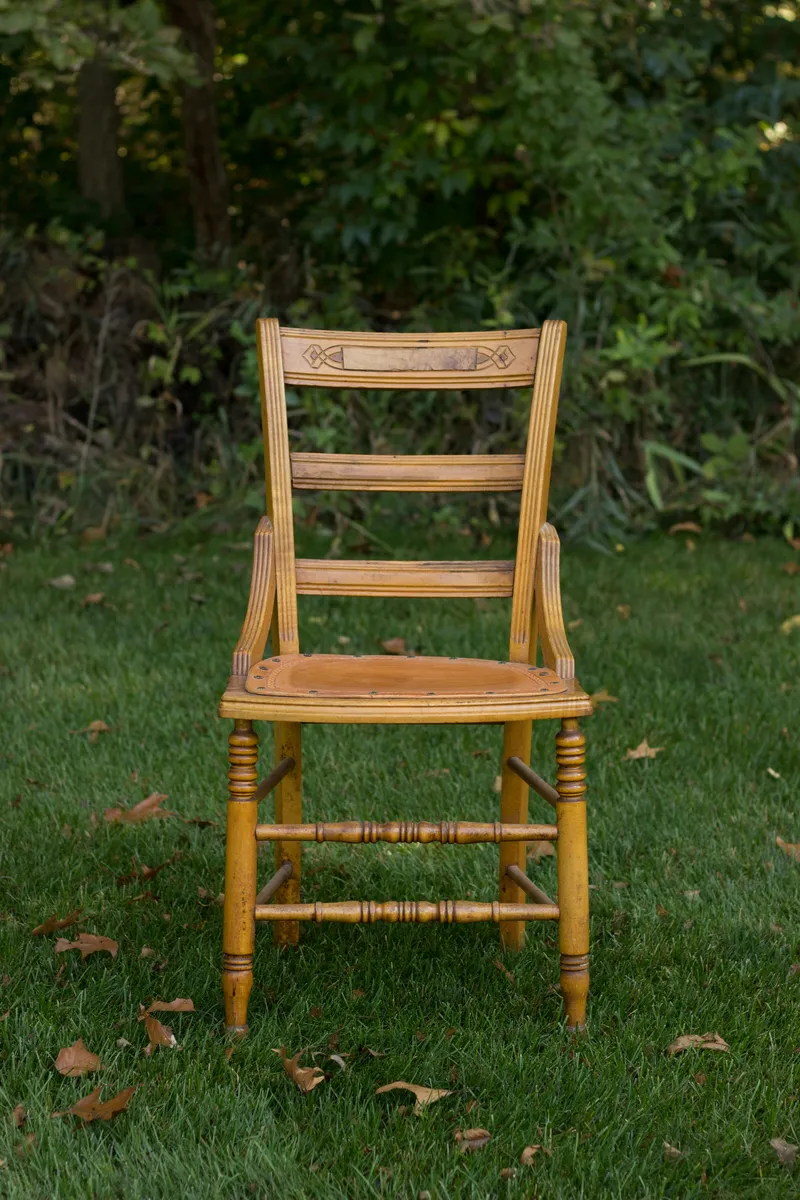 Victorian Ash Wood Ladder-Back Chair with Turned Details